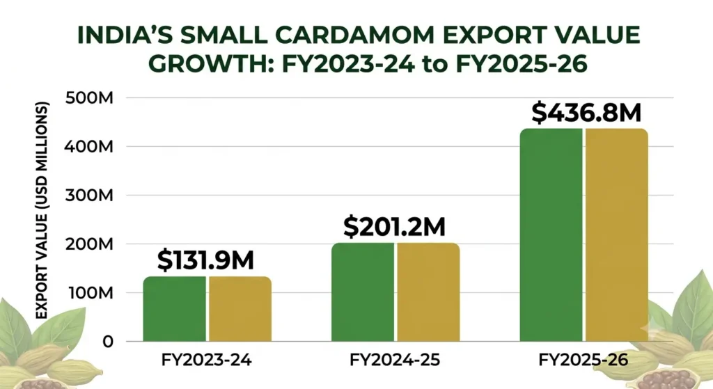 Comparison of Indian Extra Bold cardamom pods versus standard Guatemalan cardamom pods showing oil content difference